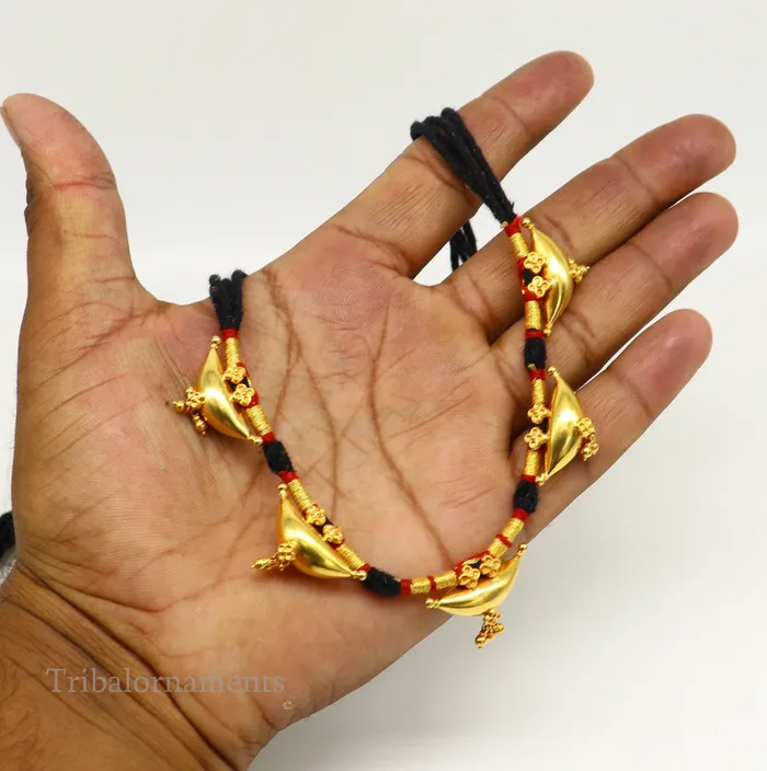 TRIBAL ORNAMENTS Necklaces 22kt yellow gold customized vintage tribal choker necklace best gift ethnic necklace worn by tribal people of Rajasthan india set74