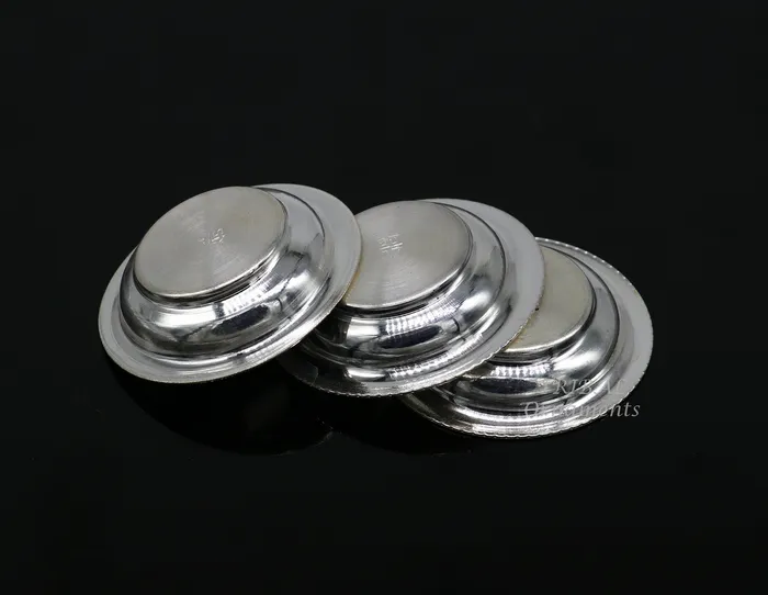 TRIBAL ORNAMENTS Necklaces 925 silver handmade silver small plate or Tilak bowl best small tiny plate for saffron sandal or kumkum tilak dani su896