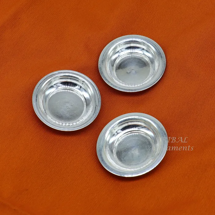 TRIBAL ORNAMENTS Necklaces 925 silver handmade silver small plate or Tilak bowl best small tiny plate for saffron sandal or kumkum tilak dani su896