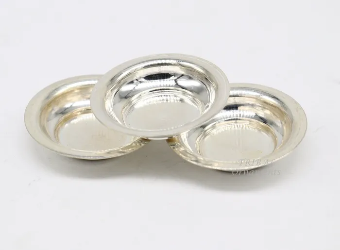 TRIBAL ORNAMENTS Necklaces 925 silver handmade silver small plate or Tilak bowl best small tiny plate for saffron sandal or kumkum tilak dani su896