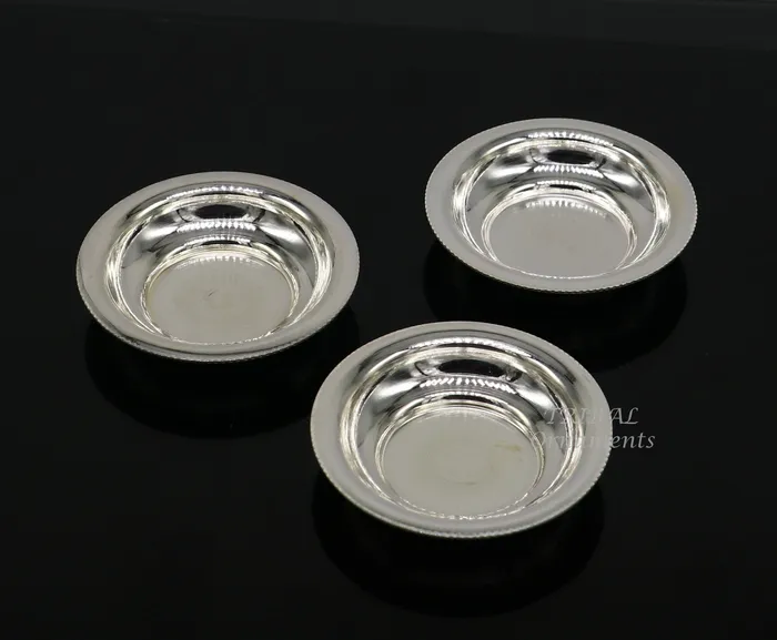 TRIBAL ORNAMENTS Necklaces 925 silver handmade silver small plate or Tilak bowl best small tiny plate for saffron sandal or kumkum tilak dani su896