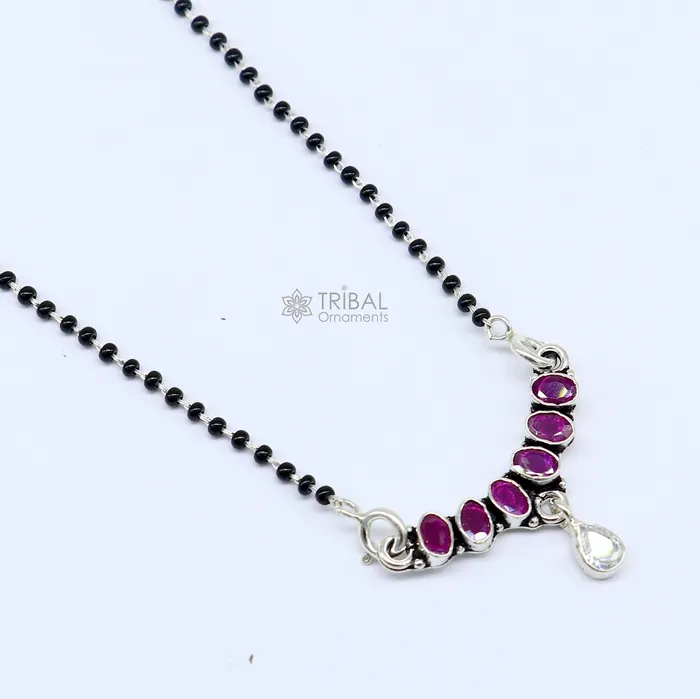 TRIBAL ORNAMENTS Necklaces 925 sterling silver black beads and red cut stone mangal sutra necklace for Every Occasion brides Mangalsutra chunky necklace ms47 TRIBAL ORNAMENTS Necklaces 925 sterling silver black beads and red cut stone mangal sutra necklace for Every Occasion brides Mangalsutra chunky necklace ms47