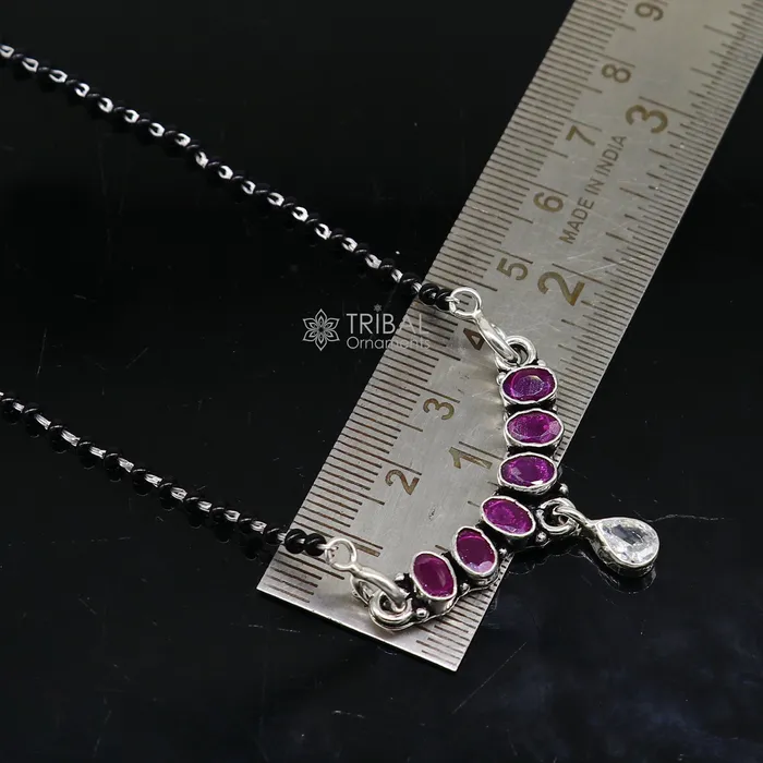 TRIBAL ORNAMENTS Necklaces 925 sterling silver black beads and red cut stone mangal sutra necklace for Every Occasion brides Mangalsutra chunky necklace ms47 TRIBAL ORNAMENTS Necklaces 925 sterling silver black beads and red cut stone mangal sutra necklace for Every Occasion brides Mangalsutra chunky necklace ms47