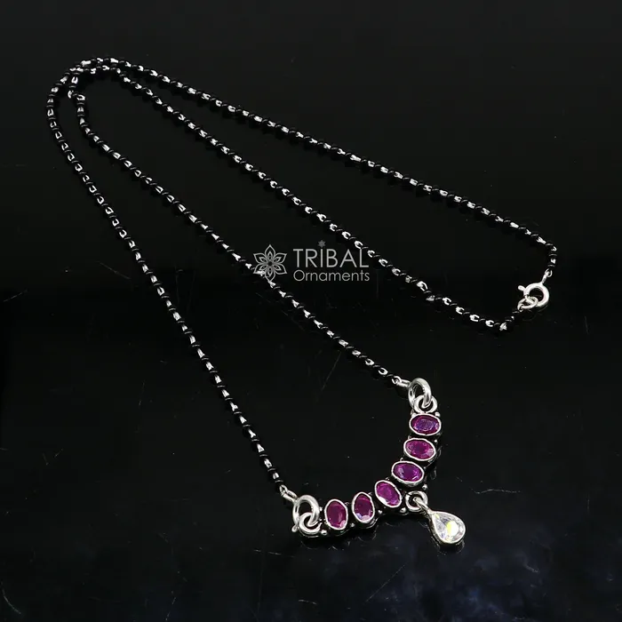TRIBAL ORNAMENTS Necklaces 925 sterling silver black beads and red cut stone mangal sutra necklace for Every Occasion brides Mangalsutra chunky necklace ms47 TRIBAL ORNAMENTS Necklaces 925 sterling silver black beads and red cut stone mangal sutra necklace for Every Occasion brides Mangalsutra chunky necklace ms47