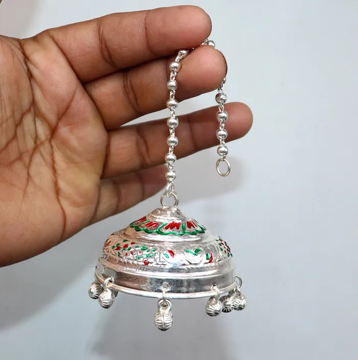 TRIBAL ORNAMENTS Necklaces 925 sterling Silver chatterchatar silver umbrella god temple art Silver chandelier for temple Puja worshipping utensils su1117 TRIBAL ORNAMENTS Necklaces 925 sterling Silver chatterchatar silver umbrella god temple art Silver chandelier for temple Puja worshipping utensils su1117