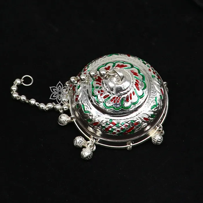 TRIBAL ORNAMENTS Necklaces 925 sterling Silver chatterchatar silver umbrella god temple art Silver chandelier for temple Puja worshipping utensils su1117
