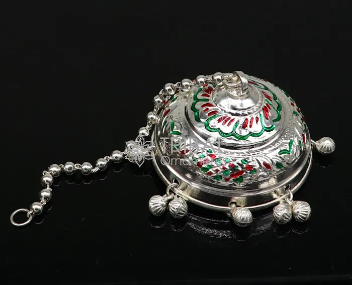 TRIBAL ORNAMENTS Necklaces 925 sterling Silver chatterchatar silver umbrella god temple art Silver chandelier for temple Puja worshipping utensils su1117