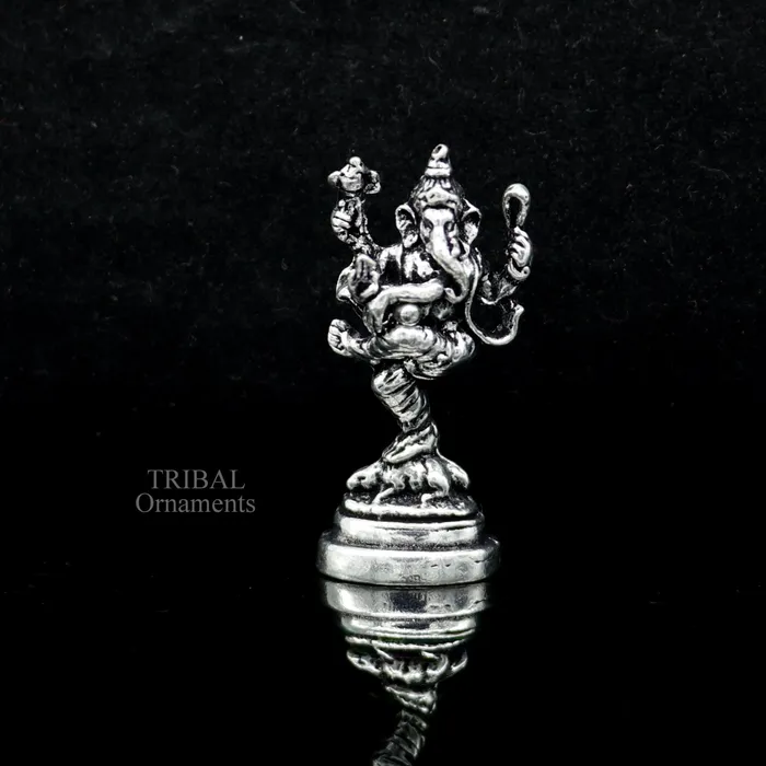 TRIBAL ORNAMENTS Necklaces 925 Sterling silver Divine lord Ganesha dancing statue art best puja figurine for home temple for wealth and prosperity gift art art525 TRIBAL ORNAMENTS Necklaces 925 Sterling silver Divine lord Ganesha dancing statue art best puja figurine for home temple for wealth and prosperity gift art art525