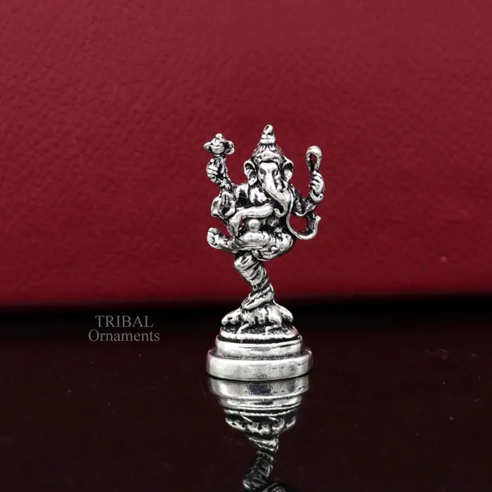 TRIBAL ORNAMENTS Necklaces 925 Sterling silver Divine lord Ganesha dancing statue art best puja figurine for home temple for wealth and prosperity gift art art525