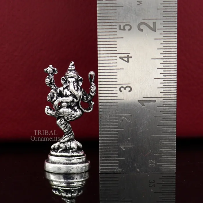TRIBAL ORNAMENTS Necklaces 925 Sterling silver Divine lord Ganesha dancing statue art best puja figurine for home temple for wealth and prosperity gift art art525