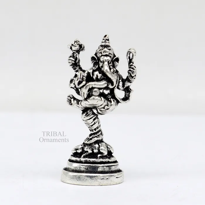 TRIBAL ORNAMENTS Necklaces 925 Sterling silver Divine lord Ganesha dancing statue art best puja figurine for home temple for wealth and prosperity gift art art525