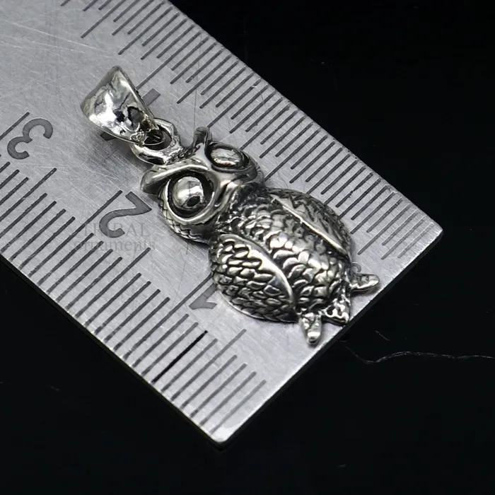 TRIBAL ORNAMENTS Necklaces 925 sterling silver handmade amazing small owl design pendant amazing stylish unisex good luck pendant tribal jewelry ssp1589