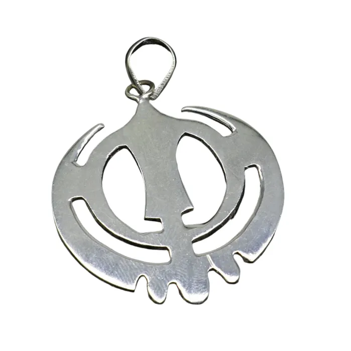 TRIBAL ORNAMENTS Necklaces 925 sterling silver handmade design holy khalsa Waheguru pendant sikha Sardar symbol pendant best blessing pendant from india nsp508