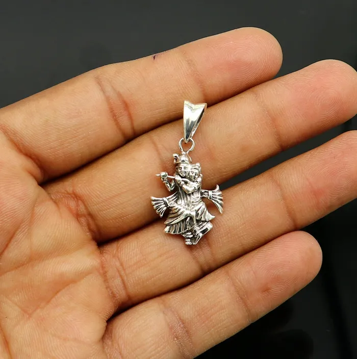 TRIBAL ORNAMENTS Necklaces 925 sterling silver handmade idol Radha krishna tiny pendant amazing unisex pendant locket personalized jewelry tribal jewelry ssp565