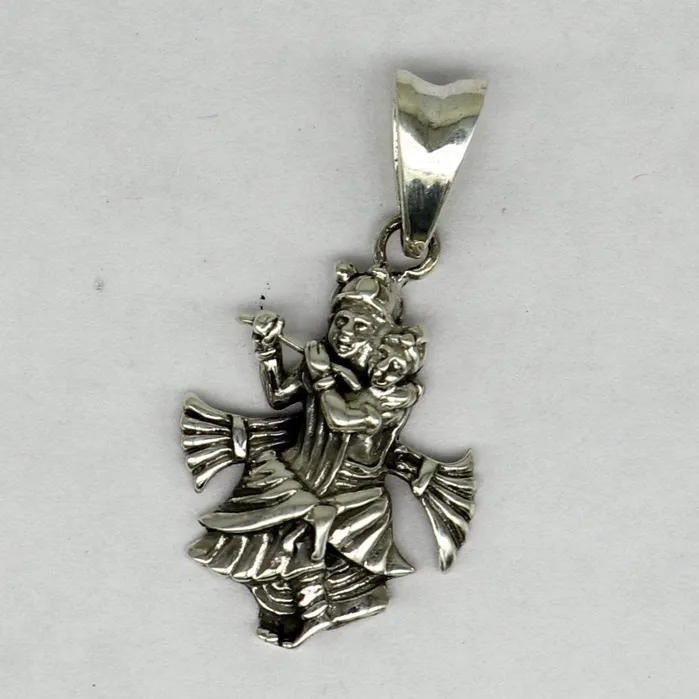 TRIBAL ORNAMENTS Necklaces 925 sterling silver handmade idol Radha krishna tiny pendant amazing unisex pendant locket personalized jewelry tribal jewelry ssp565