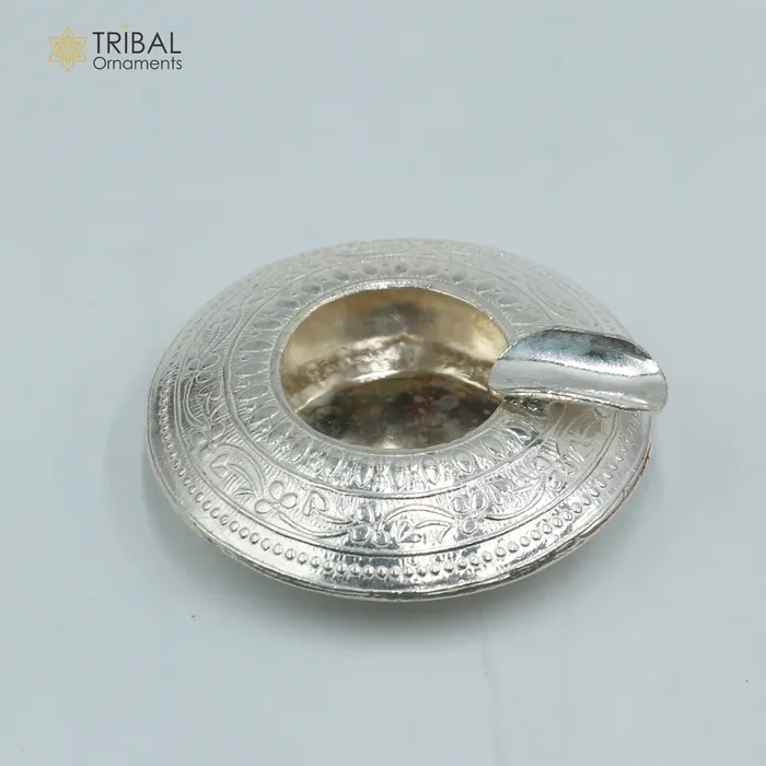 TRIBAL ORNAMENTS Necklaces 925 sterling silver handmade vintage design flower art small ashtray for cigarette royal unique luxury gift stb411