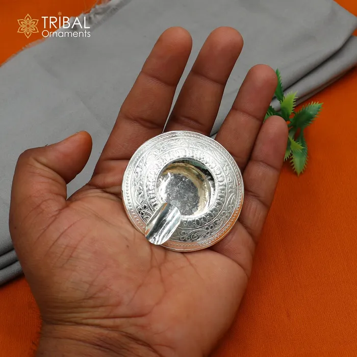 TRIBAL ORNAMENTS Necklaces 925 sterling silver handmade vintage design flower art small ashtray for cigarette royal unique luxury gift stb411