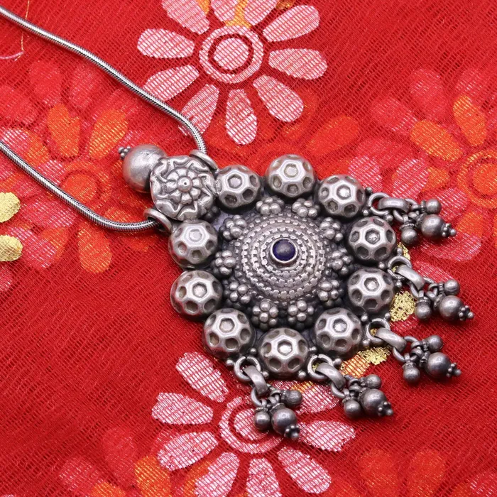 TRIBAL ORNAMENTS Necklaces 925 sterling silver handmade vintage football design pendant charm pendantethnic tribal belly dance necklace hanging bells jewelry nsp344