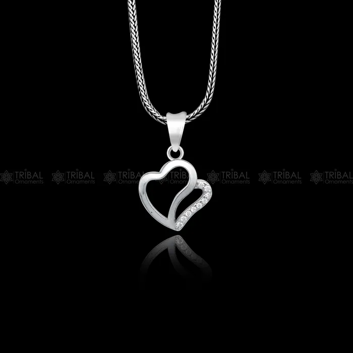 TRIBAL ORNAMENTS Necklaces 925 Sterling silver heart design diamond pendant nsp937
