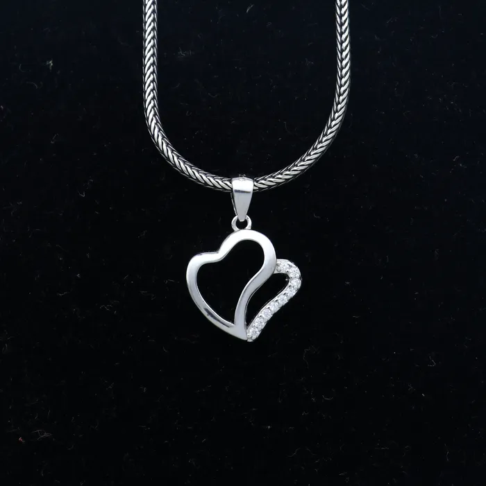 TRIBAL ORNAMENTS Necklaces 925 Sterling silver heart design diamond pendant nsp937