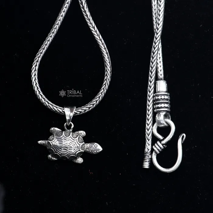 TRIBAL ORNAMENTS Necklaces 925 sterling silver unique design TORTOISE pendant wheat chain necklace locket best gifting jewelry Nsp718 TRIBAL ORNAMENTS Necklaces 925 sterling silver unique design TORTOISE pendant wheat chain necklace locket best gifting jewelry Nsp718