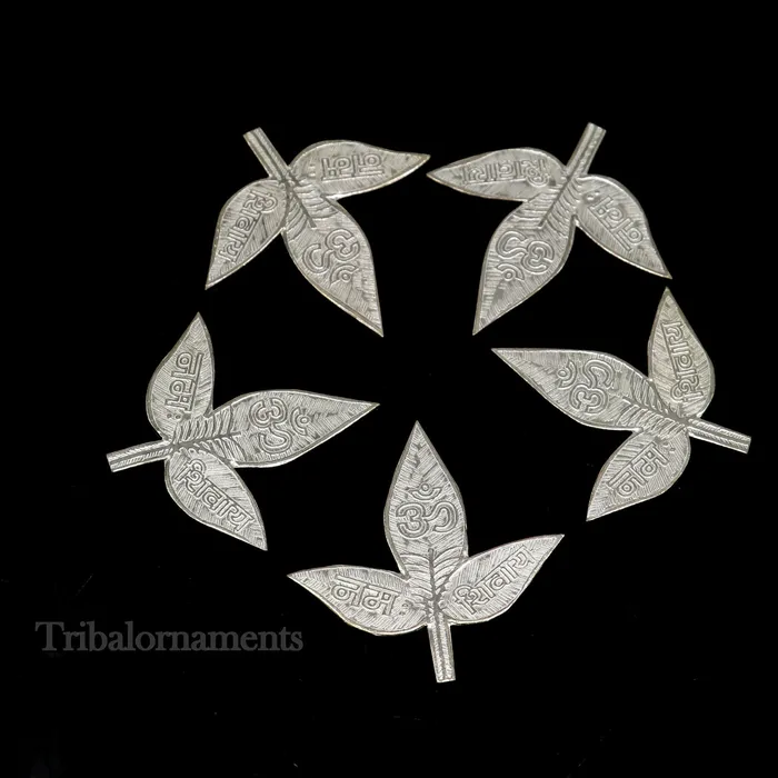 TRIBAL ORNAMENTS Necklaces Lord Shiva bel Patra Solid silver handmade solid belva patra shiva worshipping puja article belpatra or bilva tree leaves for puja su509 TRIBAL ORNAMENTS Necklaces Lord Shiva bel Patra Solid silver handmade solid belva patra shiva worshipping puja article belpatra or bilva tree leaves for puja su509