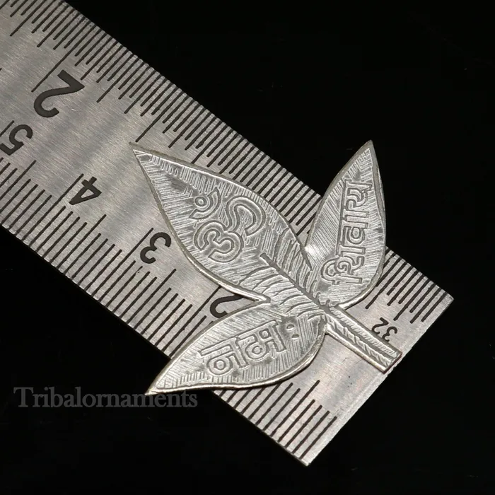 TRIBAL ORNAMENTS Necklaces Lord Shiva bel Patra Solid silver handmade solid belva patra shiva worshipping puja article belpatra or bilva tree leaves for puja su509