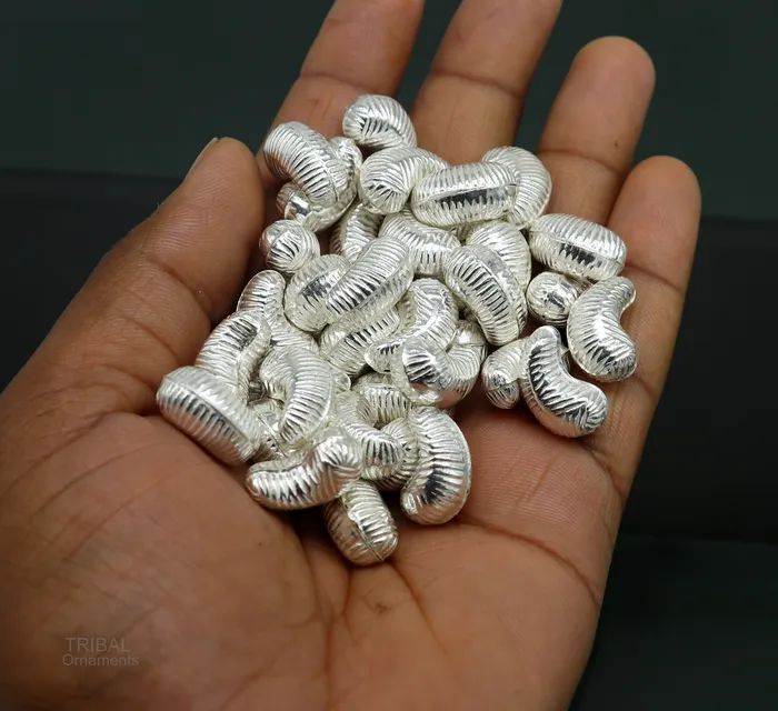TRIBAL ORNAMENTS Necklaces Lot 5 pieces Sterling silver handmade silver dry fruit silver cashew kaju nut for puja best gift for idols God best puja article su438