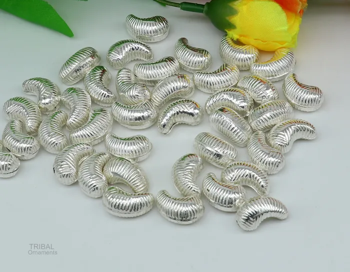 TRIBAL ORNAMENTS Necklaces Lot 5 pieces Sterling silver handmade silver dry fruit silver cashew kaju nut for puja best gift for idols God best puja article su438