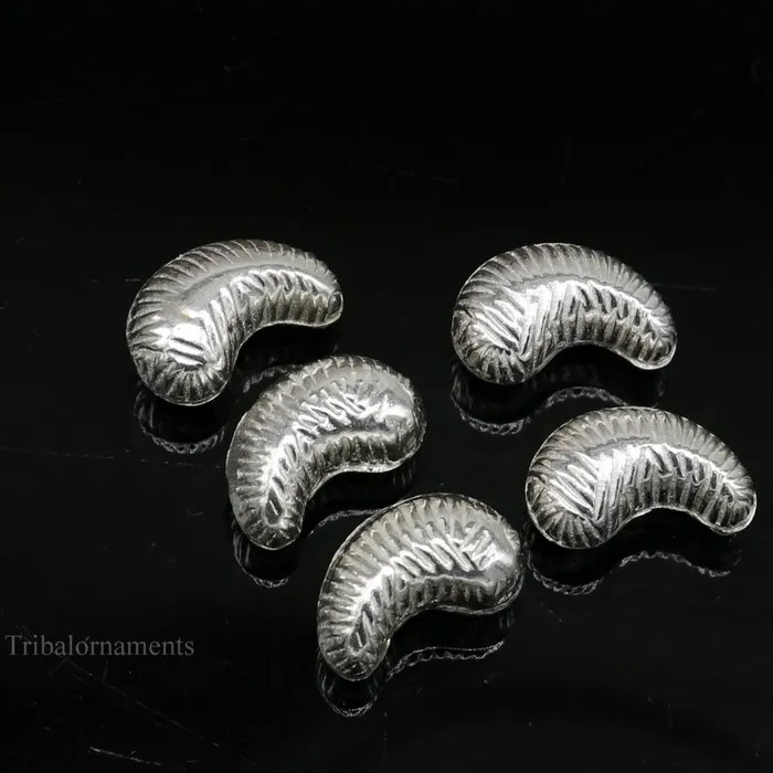 TRIBAL ORNAMENTS Necklaces Lot 5 pieces Sterling silver handmade silver dry fruit silver cashew kaju nut for puja best gift for idols God best puja article su438