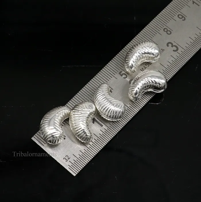 TRIBAL ORNAMENTS Necklaces Lot 5 pieces Sterling silver handmade silver dry fruit silver cashew kaju nut for puja best gift for idols God best puja article su438