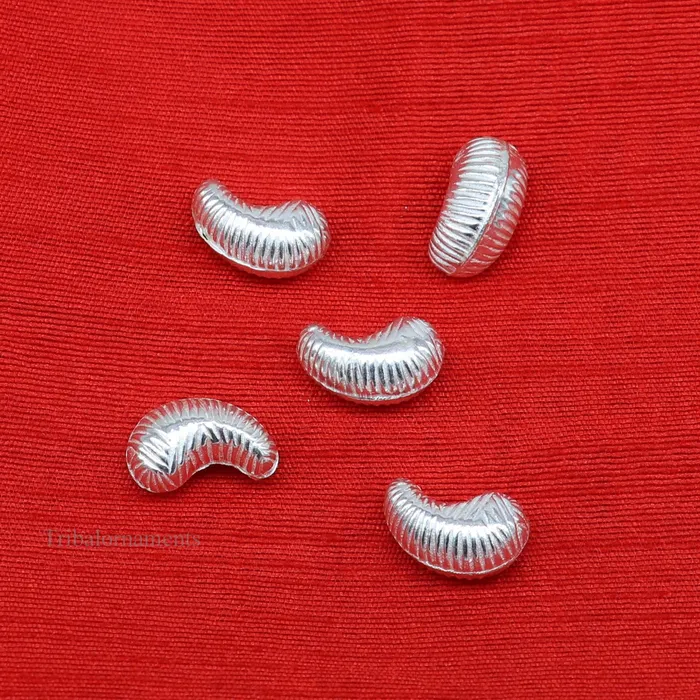 TRIBAL ORNAMENTS Necklaces Lot 5 pieces Sterling silver handmade silver dry fruit silver cashew kaju nut for puja best gift for idols God best puja article su438