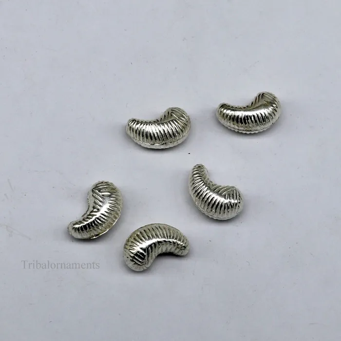 TRIBAL ORNAMENTS Necklaces Lot 5 pieces Sterling silver handmade silver dry fruit silver cashew kaju nut for puja best gift for idols God best puja article su438