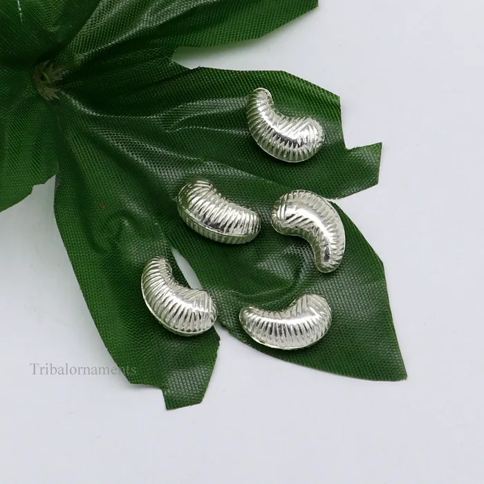 TRIBAL ORNAMENTS Necklaces Lot 5 pieces Sterling silver handmade silver dry fruit silver cashew kaju nut for puja best gift for idols God best puja article su438
