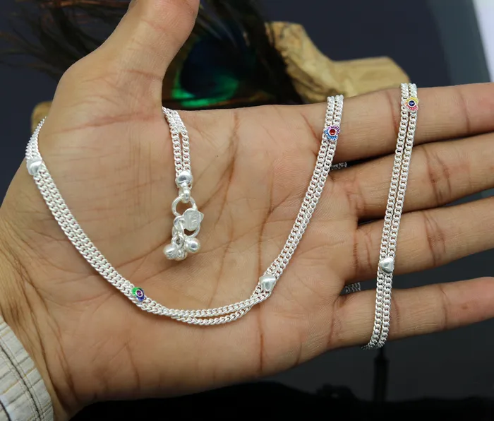 TRIBAL ORNAMENTS Necklaces Vintage antique style solid double strands baby belly chain unisex kids waist chain kandora chain excellent gifting jewelry nwch26