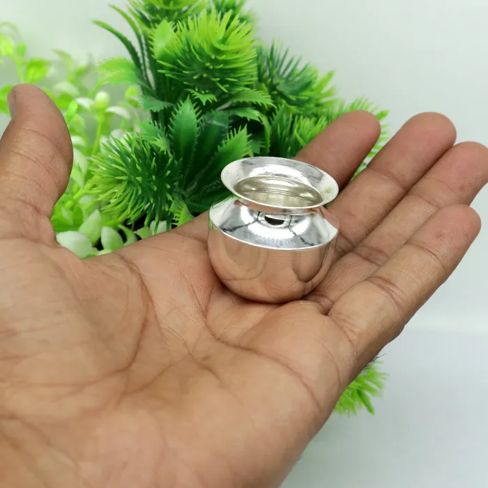 TRIBAL ORNAMENTS Pure 925 sterling silver handmade plain small Kalash or pot unique special silver puja article water or milk kalash pot india sv163 Rings