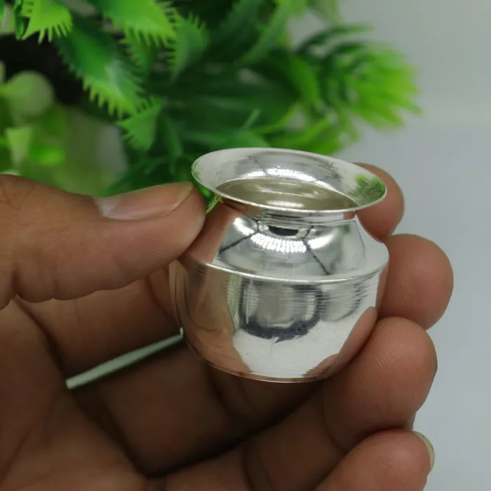 TRIBAL ORNAMENTS Pure 925 sterling silver handmade plain small Kalash or pot unique special silver puja article water or milk kalash pot india sv163 Rings