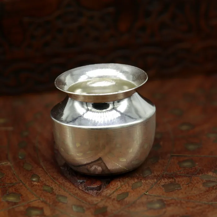TRIBAL ORNAMENTS Pure 925 sterling silver handmade plain small Kalash or pot unique special silver puja article water or milk kalash pot india sv163 Rings