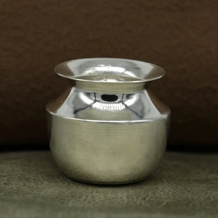 TRIBAL ORNAMENTS Pure 925 sterling silver handmade plain small Kalash or pot unique special silver puja article water or milk kalash pot india sv163 Rings