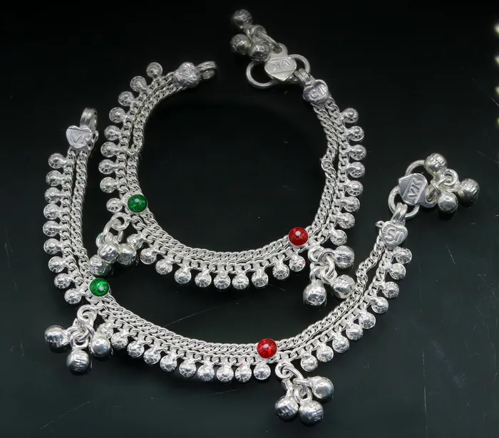 TRIBAL ORNAMENTS Rings 55 Handmade sterling silver baby kids anklet jewelry noisy sound bells charm anklets jewelry belly dance gifting kids India ank199 TRIBAL ORNAMENTS Rings 55 Handmade sterling silver baby kids anklet jewelry noisy sound bells charm anklets jewelry belly dance gifting kids India ank199