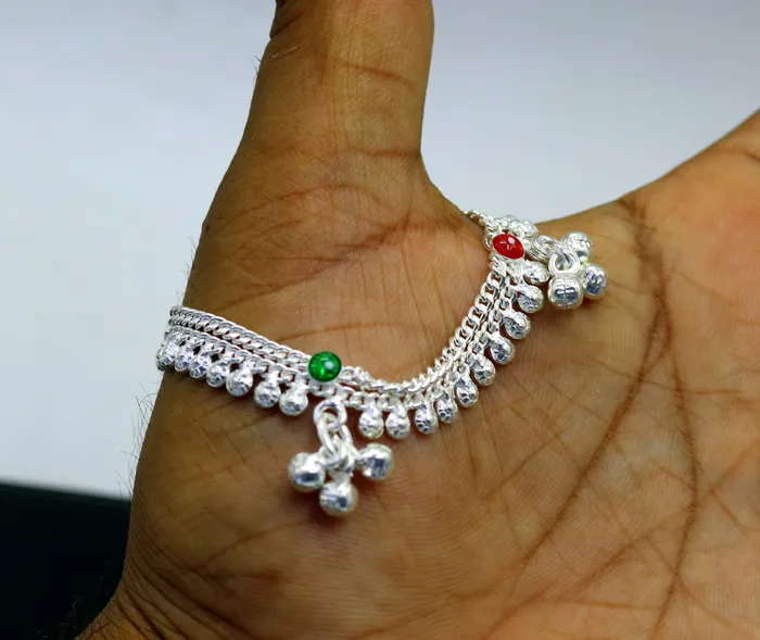 TRIBAL ORNAMENTS Rings 55 Handmade sterling silver baby kids anklet jewelry noisy sound bells charm anklets jewelry belly dance gifting kids India ank199 TRIBAL ORNAMENTS Rings 55 Handmade sterling silver baby kids anklet jewelry noisy sound bells charm anklets jewelry belly dance gifting kids India ank199