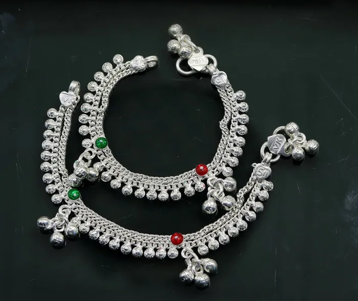 TRIBAL ORNAMENTS Rings 55 Handmade sterling silver baby kids anklet jewelry noisy sound bells charm anklets jewelry belly dance gifting kids India ank199 TRIBAL ORNAMENTS Rings 55 Handmade sterling silver baby kids anklet jewelry noisy sound bells charm anklets jewelry belly dance gifting kids India ank199