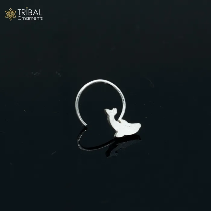 TRIBAL ORNAMENTS Rings 925 sterling silver fish design handmade fabulous nose pin u band tribal jewelry np87