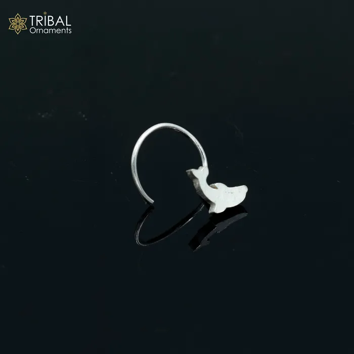 TRIBAL ORNAMENTS Rings 925 sterling silver fish design handmade fabulous nose pin u band tribal jewelry np87
