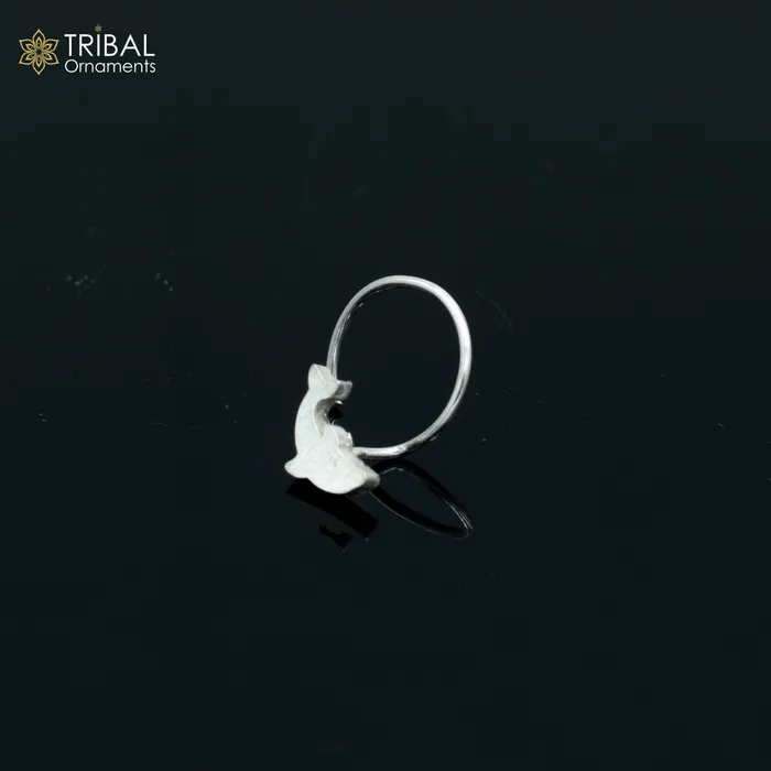 TRIBAL ORNAMENTS Rings 925 sterling silver fish design handmade fabulous nose pin u band tribal jewelry np87