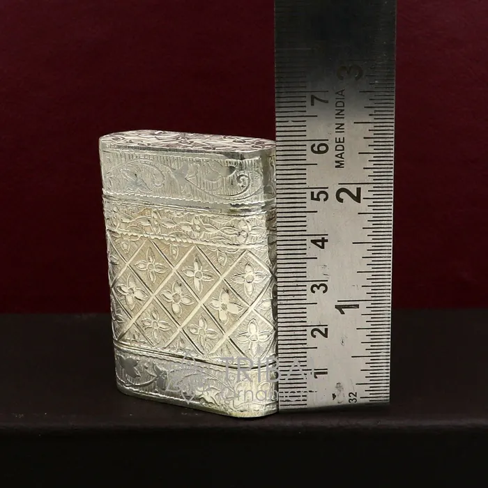 TRIBAL ORNAMENTS Rings 925 sterling silver floral design 2 in1 Royal trinket box tobacco box tobacco chuna box best gifting silver royal article stb812