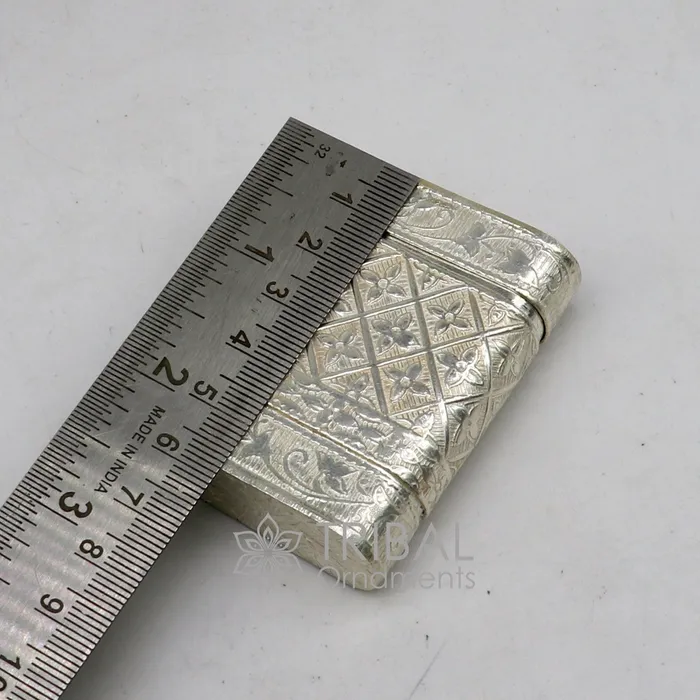 TRIBAL ORNAMENTS Rings 925 sterling silver floral design 2 in1 Royal trinket box tobacco box tobacco chuna box best gifting silver royal article stb812