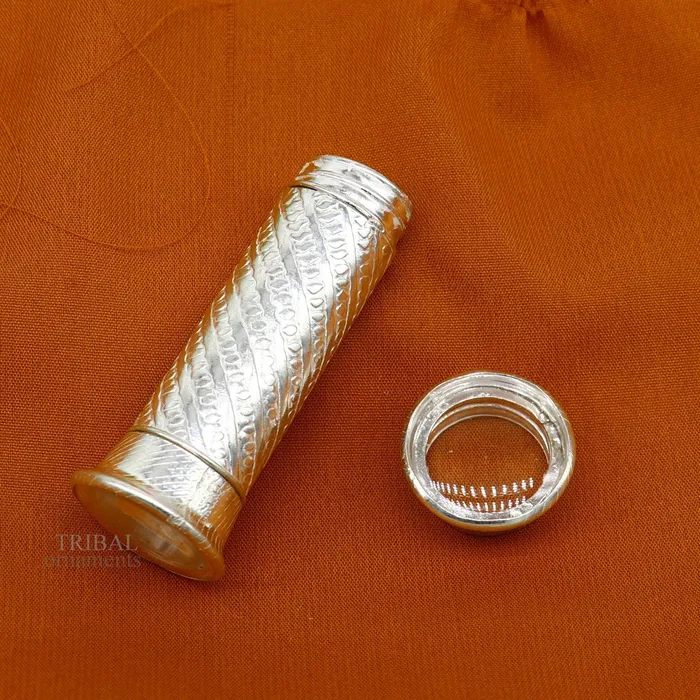 TRIBAL ORNAMENTS Rings 925 Sterling silver handmade small pill box Tobacco box storage box silver utensils silver box personal box mens accessories su649