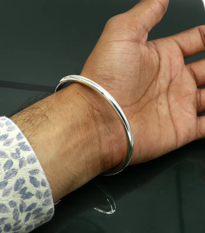 TRIBAL ORNAMENTS Rings 925 sterling silver solid plain shiny design unisex adjustable bangle kada best gifting adjustable kada excellent brides jewelry nssk372