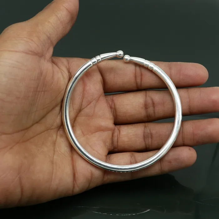 TRIBAL ORNAMENTS Rings 925 sterling silver solid plain shiny design unisex adjustable bangle kada best gifting adjustable kada excellent brides jewelry nssk372
